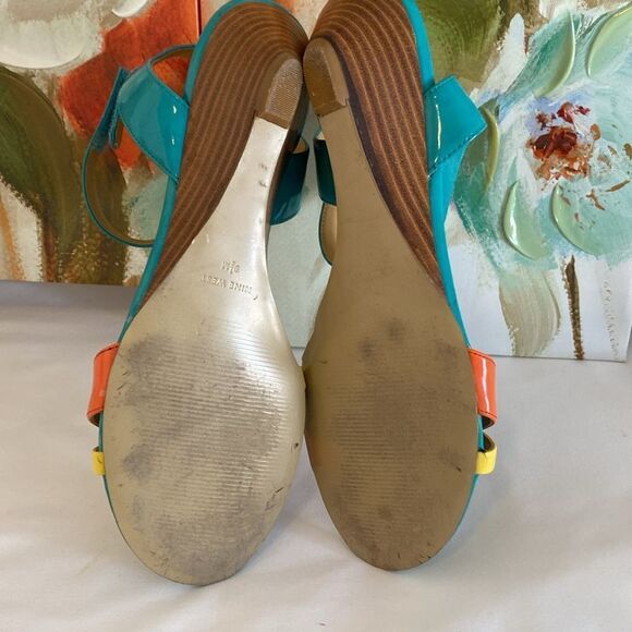 Nine West Multicolor Straps Low Wedge Sandals - Picture 6 of 8